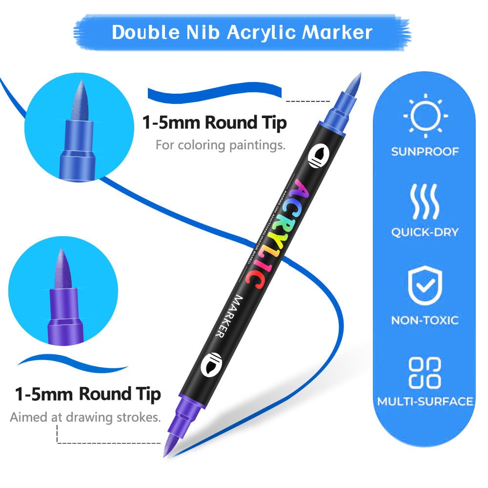 Dual-Tip Acrylic Paint Marker Set