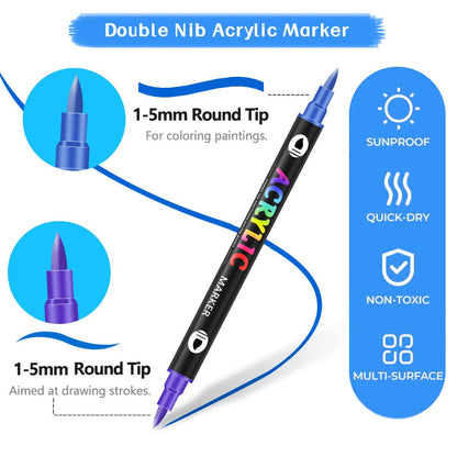 Dual-Tip Acrylic Paint Marker Set