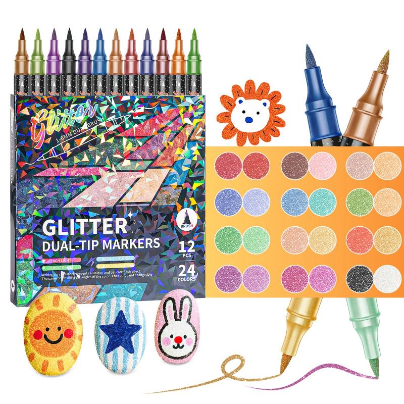 Glitter Brush Marker Set | 24 Color Set