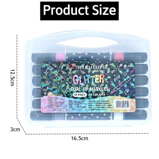 Double Tip Glitter Marker Set | 2-in-1 colors