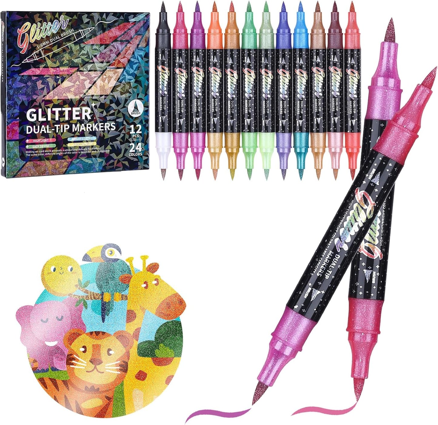 Glitter Brush Marker Set | 24 Color Set