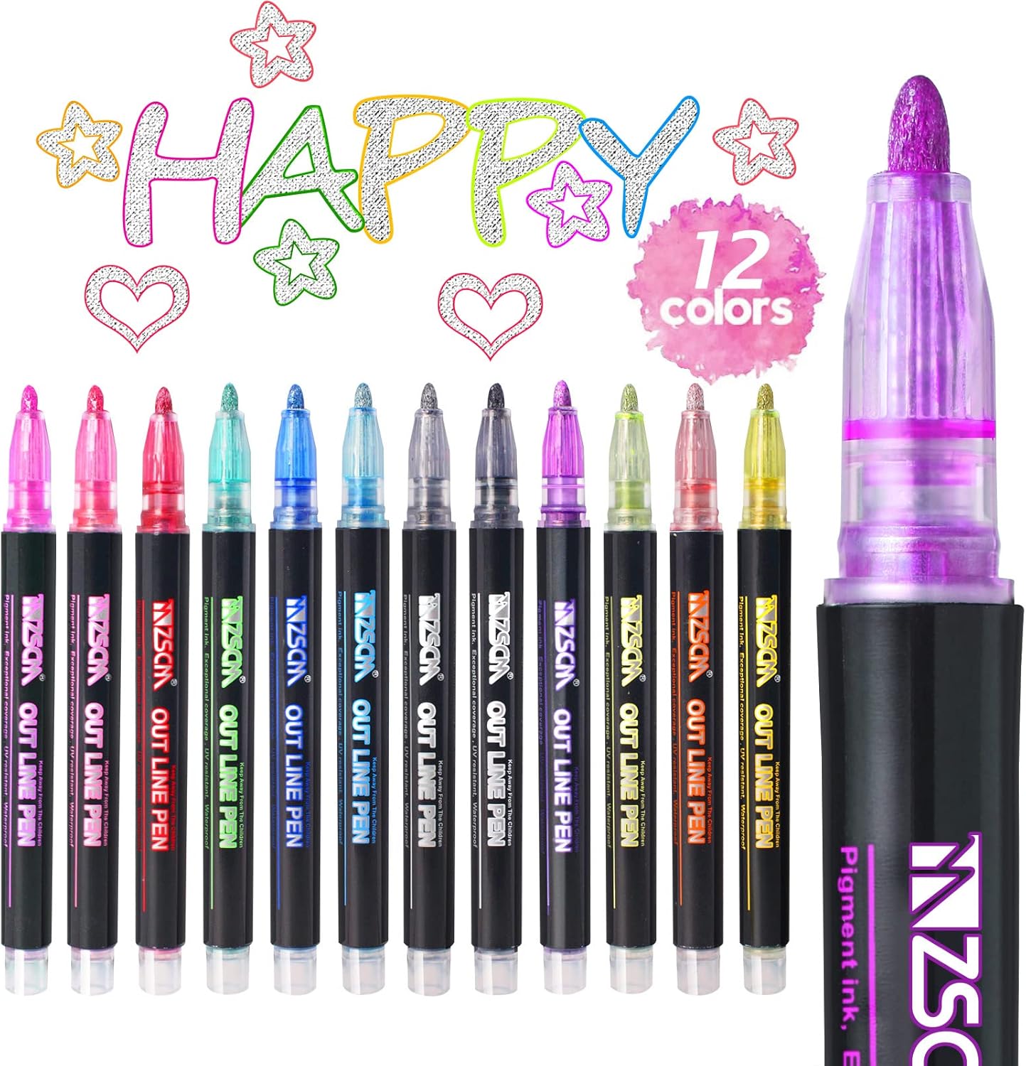 Outline Markers | 12 Color Set