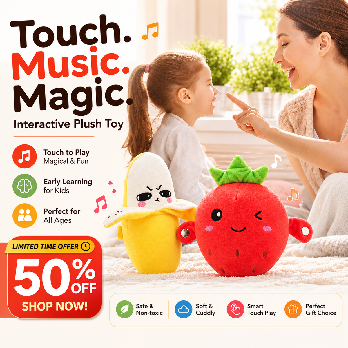 Interactive Sensory Musical Plush Toy