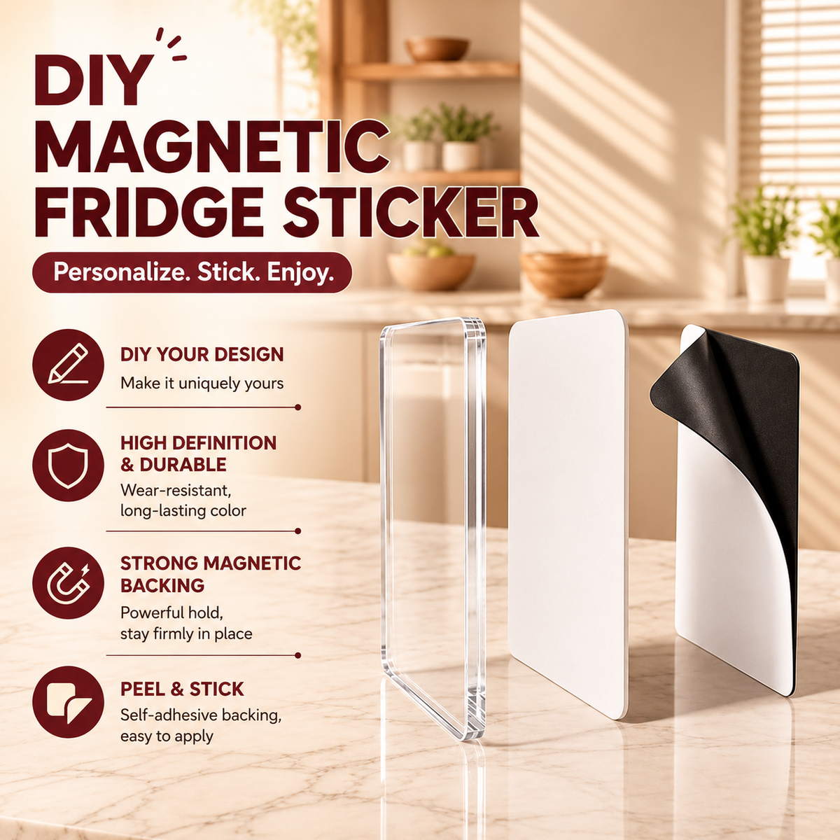 DIY Clear Acrylic Fridge Magnet Kit | Set of 10