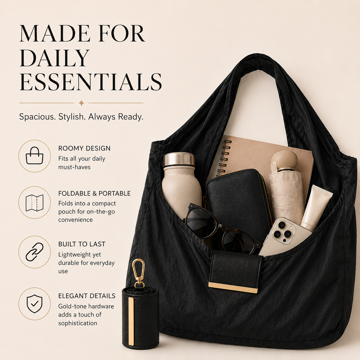 Foldable Keychain Tote Bag