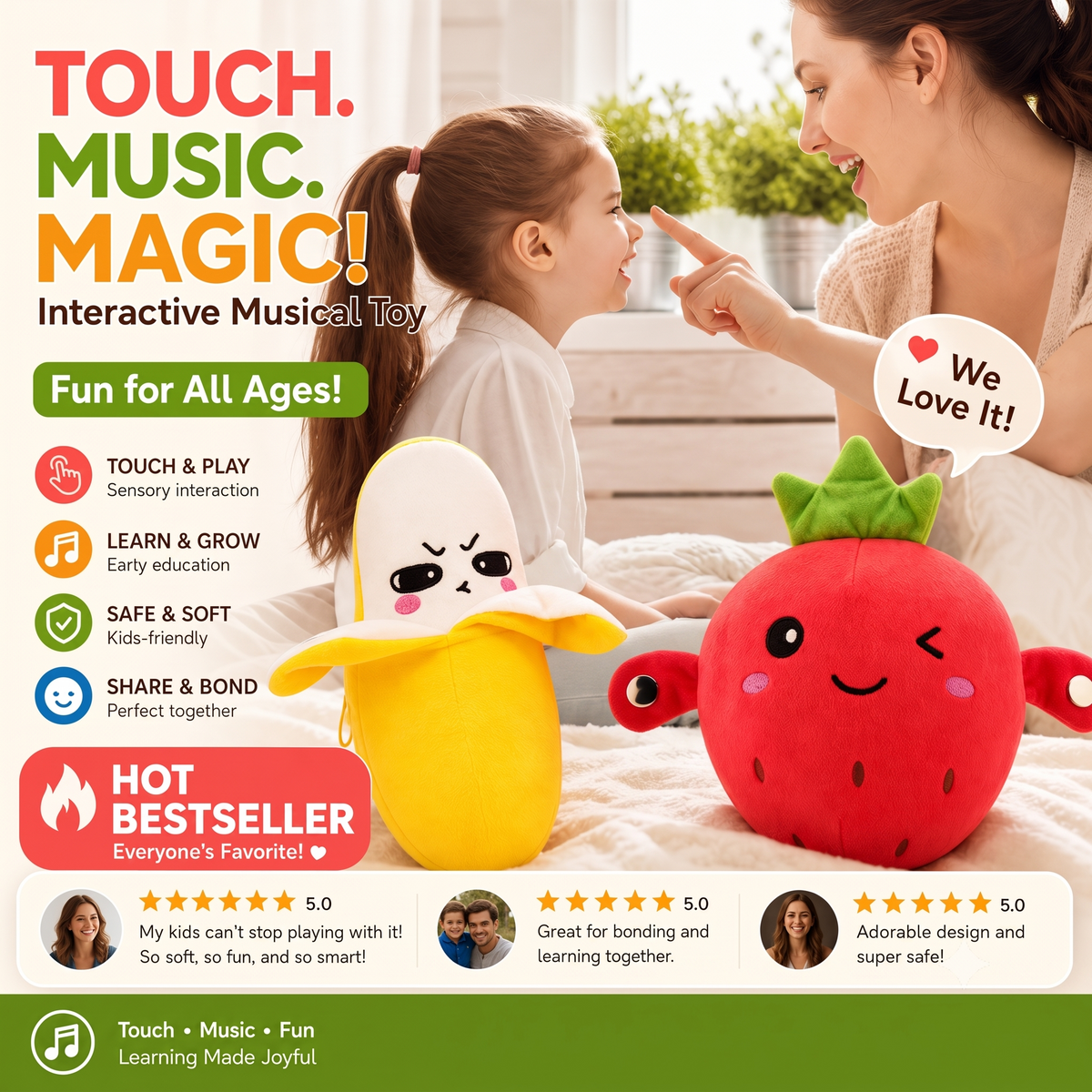 Interactive Sensory Musical Plush Toy