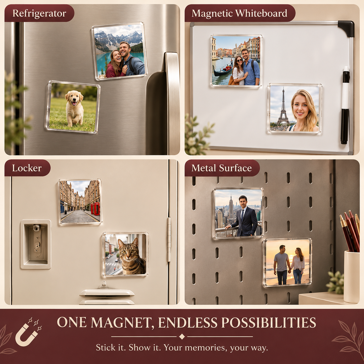 DIY Clear Acrylic Fridge Magnet Kit | Set of 10