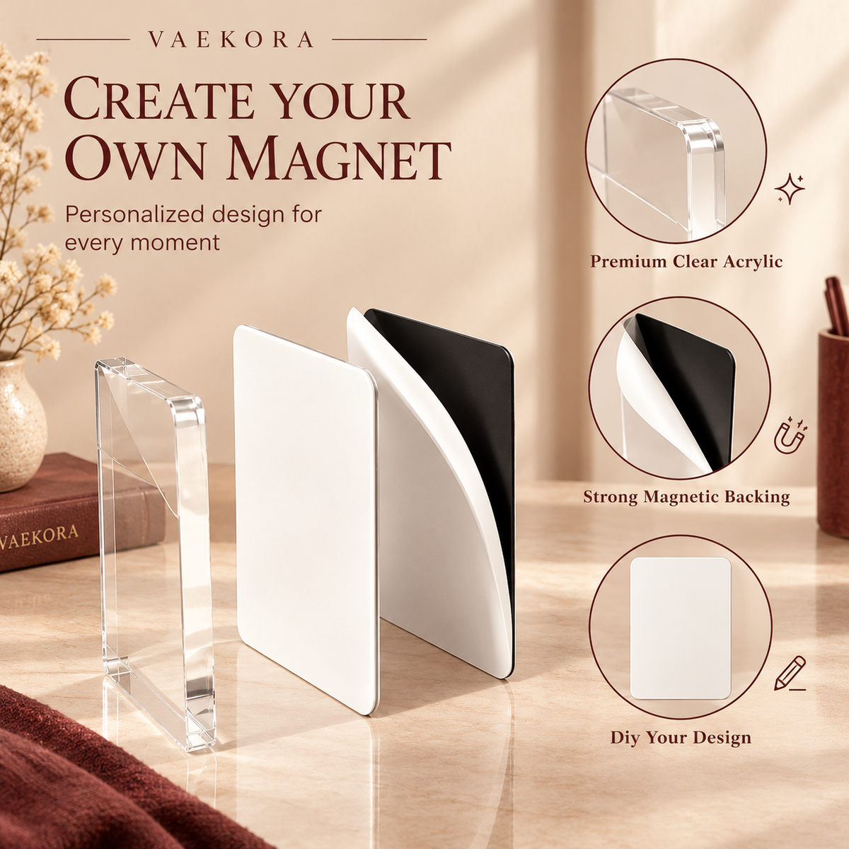 DIY Clear Acrylic Fridge Magnet Kit | Set of 10