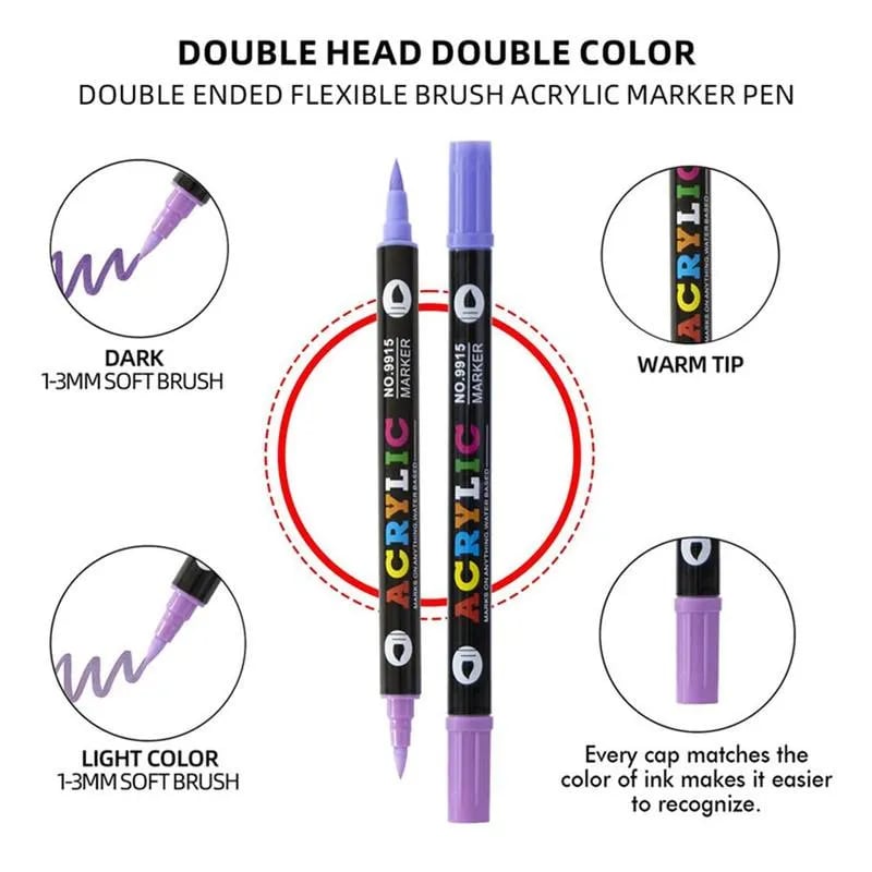 Dual-Tip Acrylic Paint Marker Set